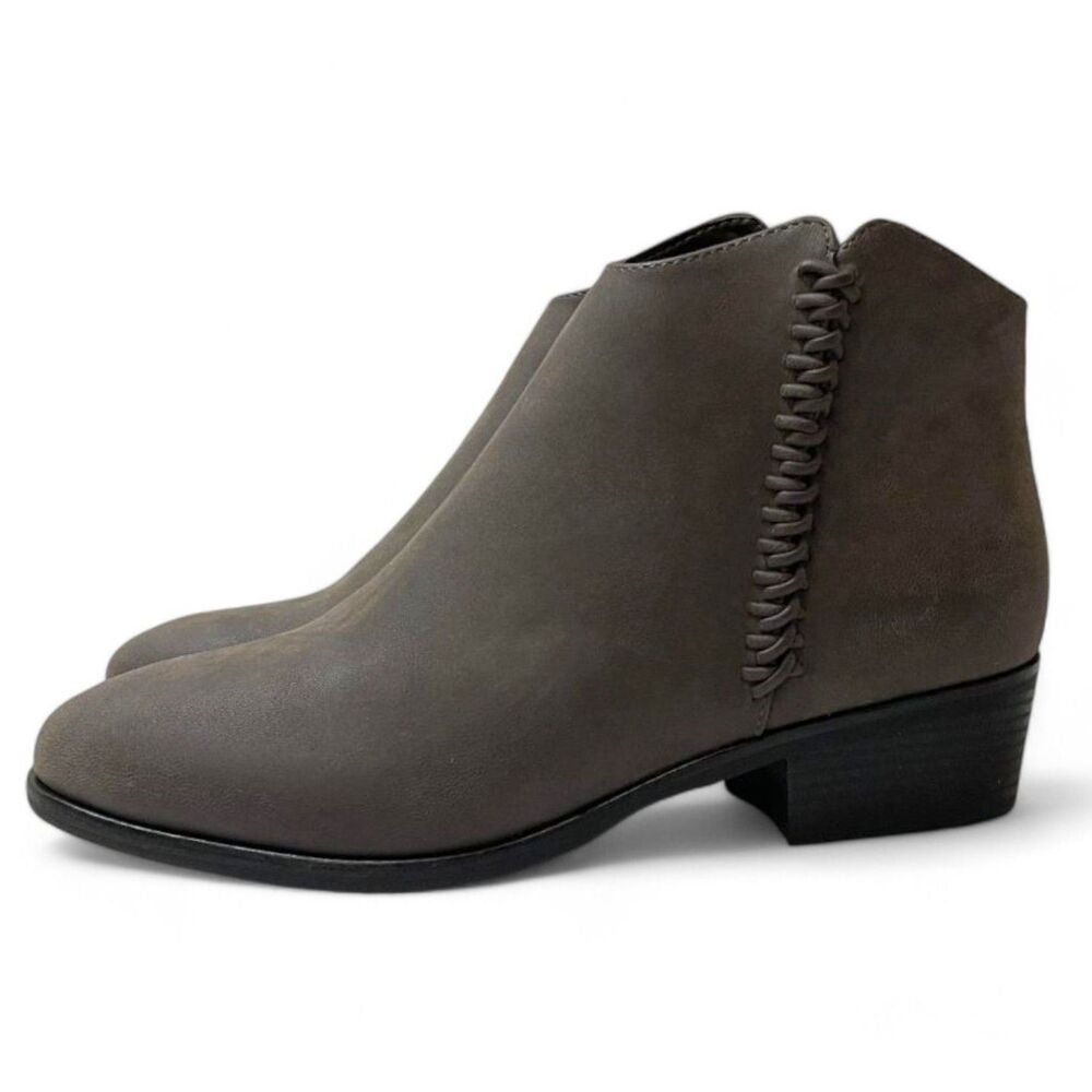 MIA Jaice Side Zipper Faux Leather Gray Faux Suede Ankle Boot, Size 11